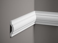 Nástěnná lišta – HLADKÁ, Flex, základní bílý nátěr (přetíratelný), 76 x 25 x 2000 mm