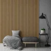 Dřevěné lamely ÚZKÉ na ČERNÉ desce (MDF), EVROPSKÝ DUB, CPL PREMIUM, 24 x 300 x 2750 mm (0,825 m2)