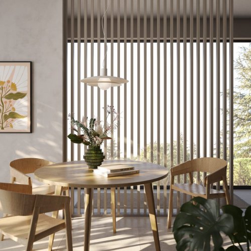 Deliaca lamelová stena - PIESKOVO BÉŽOVÁ, (kompletná sada), MDF + FINISH FOLIE, 29 predpripravených šírok 510 - 2750 mm, ľubovoľná výška (maximálne 2750 mm), 70 mm hrúbka