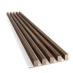 Dřevěné lamely ŠIROKÉ na BÍLÉ desce (MDF), KLASICKÝ OŘECH, 46 x 300 x 2750 mm (0,825 m2) Dřevěné lamely ŠIROKÉ na BÍLÉ desce (MDF), KLASICKÝ OŘECH, 46 x 300 x 2750 mm (0,825 m2)