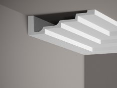 Stropní lišta – HLADKÁ, tvrdý plast ProFoam® (polyuretan), základní bílý nátěr (přetíratelný), 50 x 190 x 2000 mm