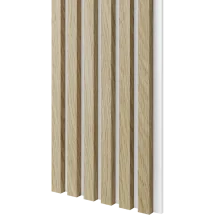 Dřevěné lamely ÚZKÉ na BÍLÉ desce (MDF), EVROPSKÝ DUB, CPL PREMIUM, 24 x 300 x 2750 mm (0,825 m2)
