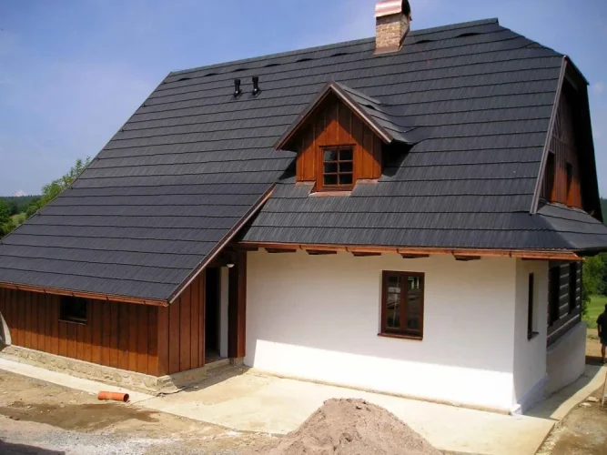 Drdlíkov drevený šindeľ, plastový šindeľ EUREKO DDS II - Farba: Tmavo hnedá