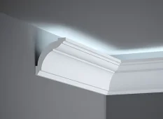 Stropná LED osvetľovacia lišta, NEPRIAME OSVETLENIE, tvrdý plast PolyForce (HD Polymer), základný biely náter (pretierateľný), 72 x 72 x 2000 mm