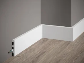 Podlahová lišta – HLADKÁ, tvrdý plast PolyForce (HD Polymer), základní bílý nátěr (přetíratelný), 80 x 14 x 2000 mm