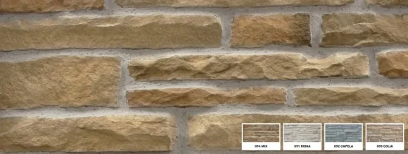 Kamenný obklad, Z BETÓNU, Štiepaný pieskovec Mix 094, hnedá, 170 - 600 x 40 - 180 mm, hrúbka 20 - 50 mm, 0.75 m2