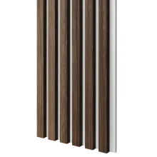 Dřevěné lamely ÚZKÉ na BÍLÉ desce (MDF), OŘECH, FINISH FOLIE, 24 x 300 x 2750 mm (0,825 m2)