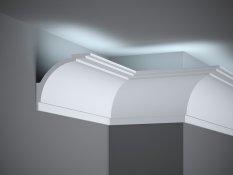 Stropná LED osvetľovacia lišta, NEPRIAME OSVETLENIE, tvrdý plast PolyForce (HD Polymer), základný biely náter (pretierateľný), 108 x 122 x 2000 mm