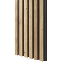 Drevené lamely ÚZKE na ČIERNEJ doske (MDF), DUBOVÁ DYHA, 24 x 300 x 2750 mm (0,825 m2)
