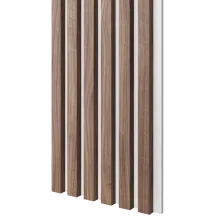 Dřevěné lamely ÚZKÉ na BÍLÉ desce (MDF), OŘECH DÝHA, 24 x 300 x 2750 mm (0,825 m2)