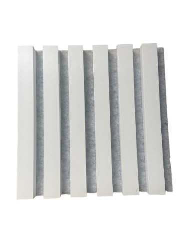 Akustický panel - BÍLÝ, MDF + FOLIE FINISH, ŠEDÝ akustický podklad FILC, 300 x 295 mm