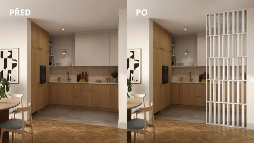 Dělící příčka JAPANDI, 520-2720 x 1800-2750 mm, (MDF), BÍLÁ MATNÁ