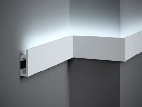 LED osvetľovacia lišta - na stenu, strop aj sokel - NEPRIAME OSVETLENIE, tvrdý plast PolyForce (HD Polymer), základný biely náter (pretierateľný), 80 x 25 x 2000 mm