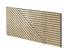 Lamelový panel SEGOVIA - DUBOVÁ DÝHA, 600 x 300 x 11 mm, ČERNÝ MDF PANEL