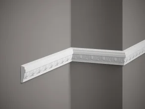 Nástěnná lišta – S ORNAMENTEM, tvrdý materiál ProFoam (Polyuretan), základní bílý nátěr (přetíratelný), 50 x 16 x 2000 mm