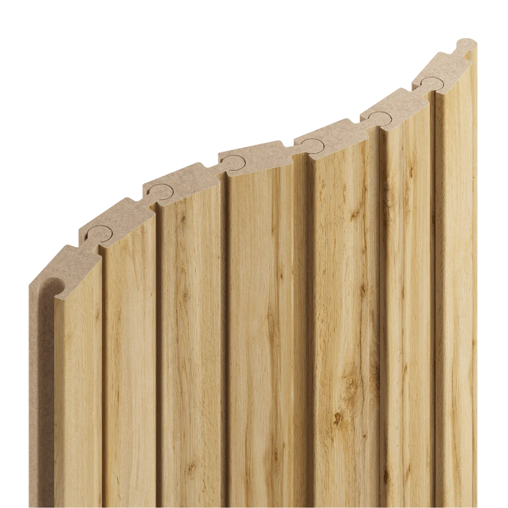 Lamely Puzzle, DUB WOTAN, obložení zakřivených a oblých stěn, 46 x 18 x 2750 mm