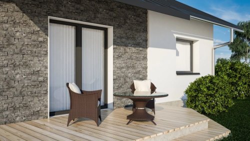 Realizace betonového obkladu TOLEDO 2 – Šedý obklad na terase