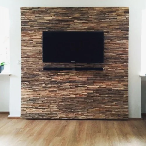 Drevená lodná mozaika - obkladový panel 600 x 300 x 6 - 12 mm (0,18 m²)