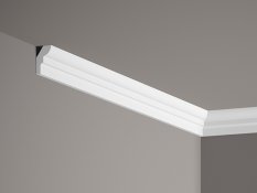 Stropná lišta – HLADKÁ, tvrdý plast ProFoam® (polyuretán), základný biely náter (pretierateľný), 25 x 15 x 2000 mm