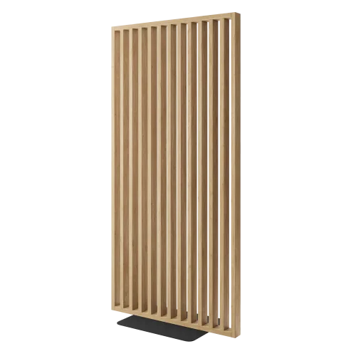 Deliaca lamelová stena s podstavcom - voľne stojaca, 990 x 2005 mm, (MDF), DUB PRÍRODNÝ - Typ lamiel: Kolmé na základňu