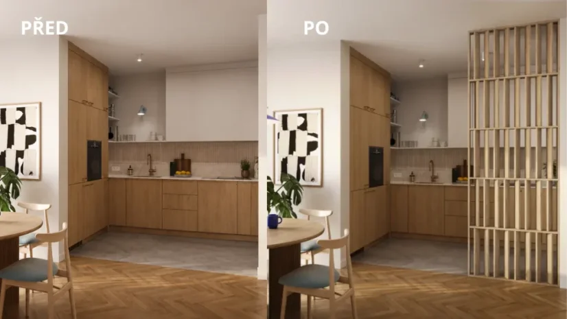 Dělící příčka JAPANDI, 520-2720 x 1800-2750 mm, (MDF), PŘÍRODNÍ DUB