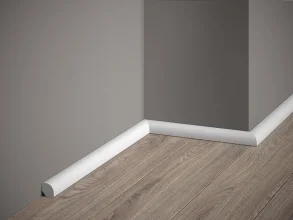 Podlahová lišta – HLADKÁ, tvrdý plast PolyForce (HD Polymer), základní bílý nátěr (přetíratelný), 18 x 18 x 2000 mm