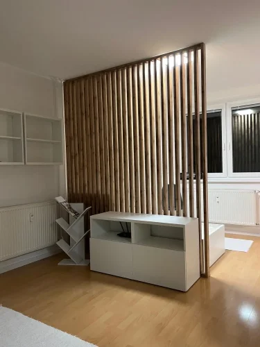 Dělící lamelová stěna - DUB WOTAN, (kompletní sada), MDF + FINISH FOLIE, 29 předpřipravených šířek od 510 do 2750 mm, libovolná výška (maximálně 2750 mm), 70 mm tloušťka příčky - Typ lamel: V úhlu 45° k základně