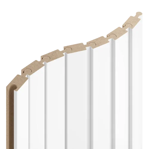 Lamely Puzzle, BÍLÁ MATNÁ, obložení zakřivených a oblých stěn, 46 x 18 x 2750 mm