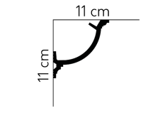 Stropní lišta – HLADKÁ, tvrdý plast PolyForce (HD Polymer), základní bílý nátěr (přetíratelný), 110 x 110 x 2000 mm Stropní lišta – HLADKÁ, tvrdý plast PolyForce (HD Polymer), základní bílý nátěr (přetíratelný), 110 x 110 x 2000 mm