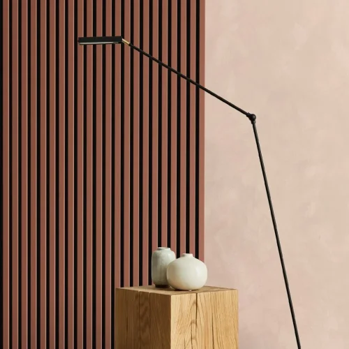 Akustický panel ACOUSTIC LINE - terracote | čierna, 2650 x 245 x 22 mm, lamely MDF + FINISH FILE, akustický podklad FILC