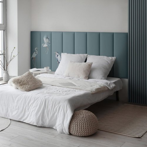 Akustický panel ACOUSTIC LINE - smoke blue | černá, 2650 x 245 x 22 mm, lamely MDF + FINISH FOLIE, akustický podklad FILC