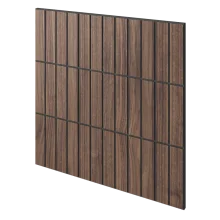 Lamelový panel BARCELONA - DÝHA Z AMERICKÉHO OŘECHU, 600 x 600 x 11 mm, ČERNÝ MDF PANEL