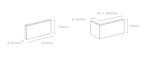 Cihlový obklad, Z BETONU, BOSTON 2 - white, bílá, 222 x 73 mm, tloušťka 8-21 mm, 0.52 m2