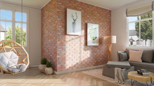 Realizace sádrového obkladu LOFT 2 – Cihly přímo v obývacím pokoji