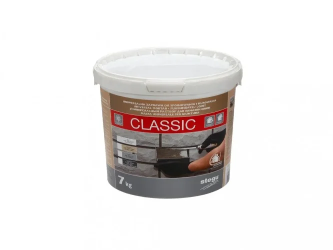 STEGU CLASSIC jemná spárovací hmota, interiér i exteriér, 7 kg, 4 barevné varianty - pro cihlové pásky, betonové obklady i kamenné obklady - Barva: Šedá