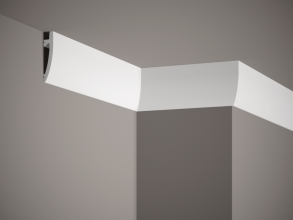Stropní lišta – HLADKÁ, tvrdý plast ProFoam® (polyuretan), základní bílý nátěr (přetíratelný), 80 x 17 x 2000 mm