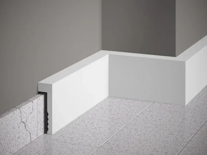 Podlahová lišta – HLADKÁ, tvrdý plast PolyForce (HD Polymer), základní bílý nátěr (přetíratelný), 101 x 23 x 2000 mm