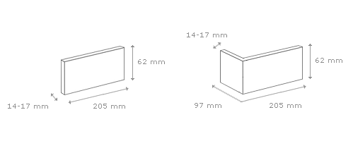 Cihlový obklad, ROH, Z BETONU, COUNTRY 615, světle hnědá, 80 - 190 x 62 mm, tloušťka 14-17 mm, 0.48 m2