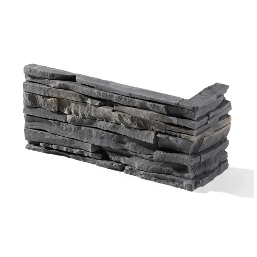Kamenný obklad, ROH, Z BETONU, MESADA 1, tmavě šedá, 120 x 75 x 245 mm, tloušťka 25 mm, 1,20 bm