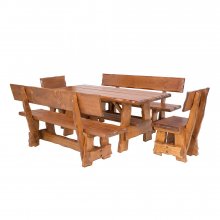 DREWMAX Zahradní set z masivního smrkového dřeva stůl + 2 x lavice + 2 x křeslo
