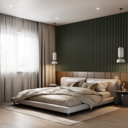 LINEA COMFORT 5 drevené lamely na doske - botanic| čierna, 2650 x 246 x 30 mm