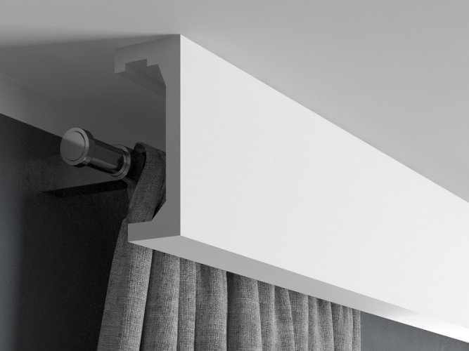 Garnižová LED osvetľovacia lišta, NEPRIAME OSVETLENIE, tvrdý plast PolyForce (HD Polymer), základný biely náter (pretierateľný), 120 x 50 x 2400 mm