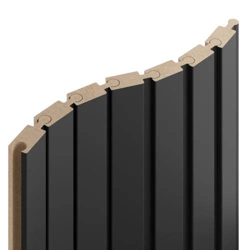 Lamely Puzzle, ČERNÁ MATNÁ, obložení zakřivených a oblých stěn, 46 x 18 x 2750 mm