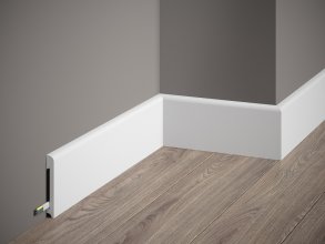 Podlahová lišta – HLADKÁ, tvrdý plast PolyForce (HD Polymér), základný biely náter (pretierateľný), 78 x 14 x 2000 mm