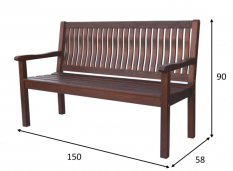 BOSTON lavice FSC 150 x 58 x 90 cm tmavě hnědá