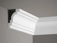 Stropná lišta – HLADKÁ, tvrdý plast ProFoam® (polyuretán), základný biely náter (pretierateľný), 99 x 76 x 2000 mm Stropná lišta – HLADKÁ, tvrdý plast ProFoam® (polyuretán), základný biely náter (pretierateľný), 99 x 76 x 2000 mm