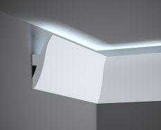 Stropní LED osvětlovací lišta, NEPŘÍMÉ OSVĚTLENÍ, tvrdý plast PolyForce (HD Polymer), základní bílý nátěr (přetíratelný), 120 x 47 x 2000 mm