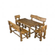 DREWMAX Zahradní set olejovaný z olšového dřeva stůl + 2 x lavice + 2 x židle