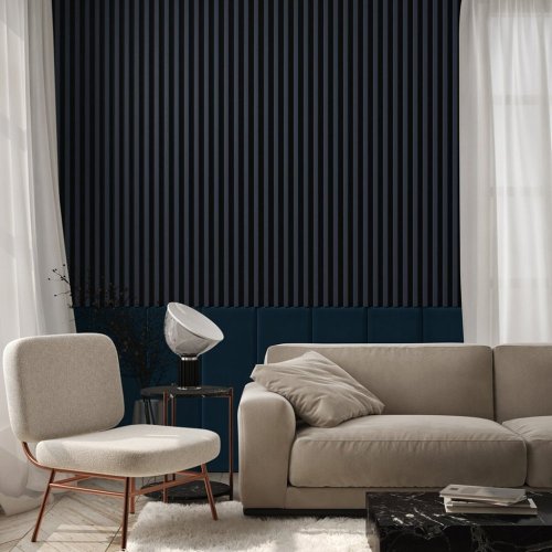 LINEA COMFORT 5 dřevěné lamely na desce - woodblue | černá, 2650 x 246 x 30 mm