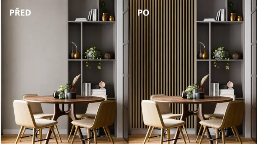 LINEA SLIM 1 dřevěná lamela na desce  - dub | černá, 2650 x 54 x 30 mm